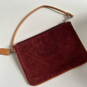 Vintage Coach burgundy suede clutch bag